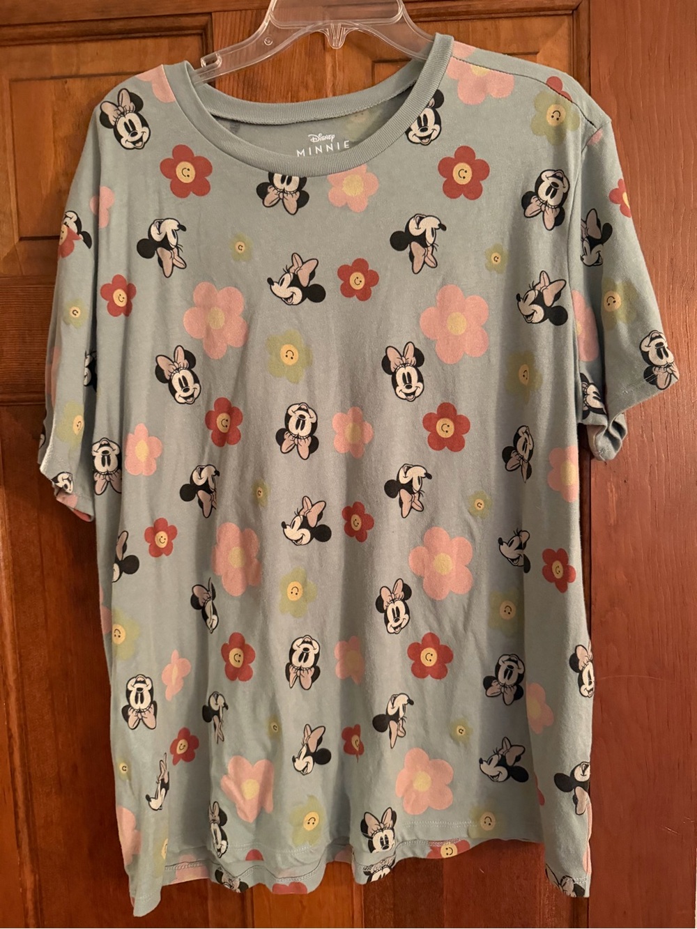 Disney Minnie Mouse Shirt 1X Floral All Over Print Retro Flowers Plus Size